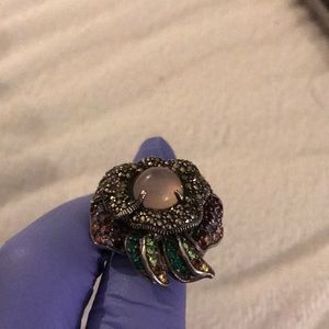 Sterling silver flower rose quartz and other stone